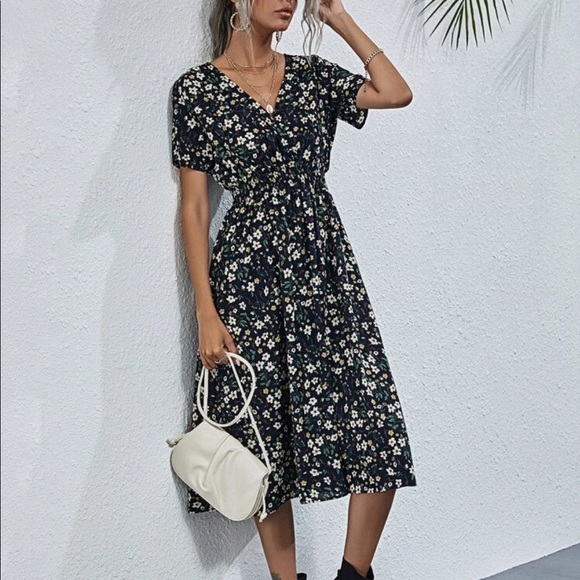 Boho floral print wrap A line dress - Picture 13 of 16